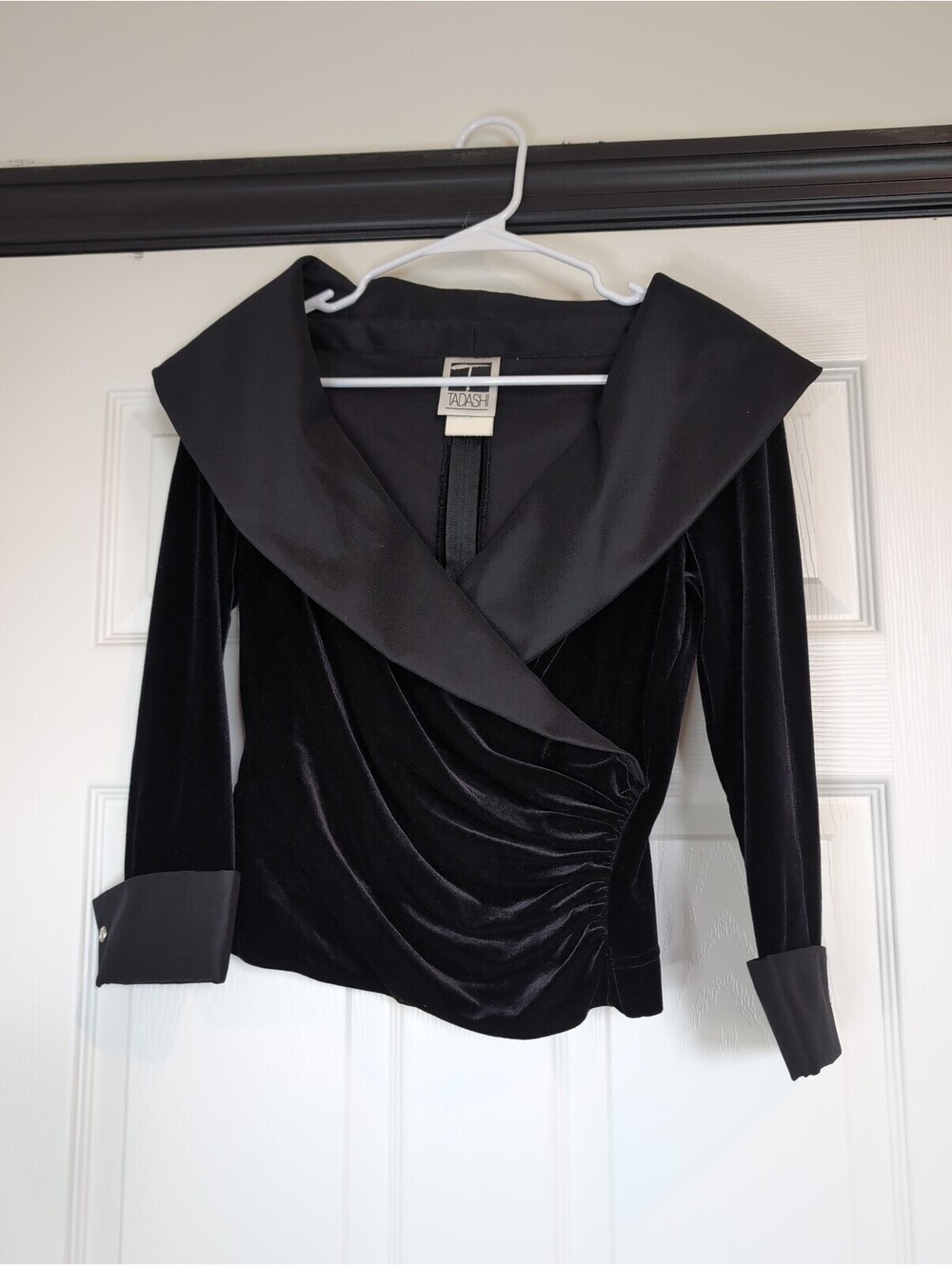 Small Tadashi vintage black velvet goth vampire top